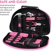 image:imageCARTMAN 52Piece Pink Hand Tool Set Home Repair Kit With Round Carry Pouch